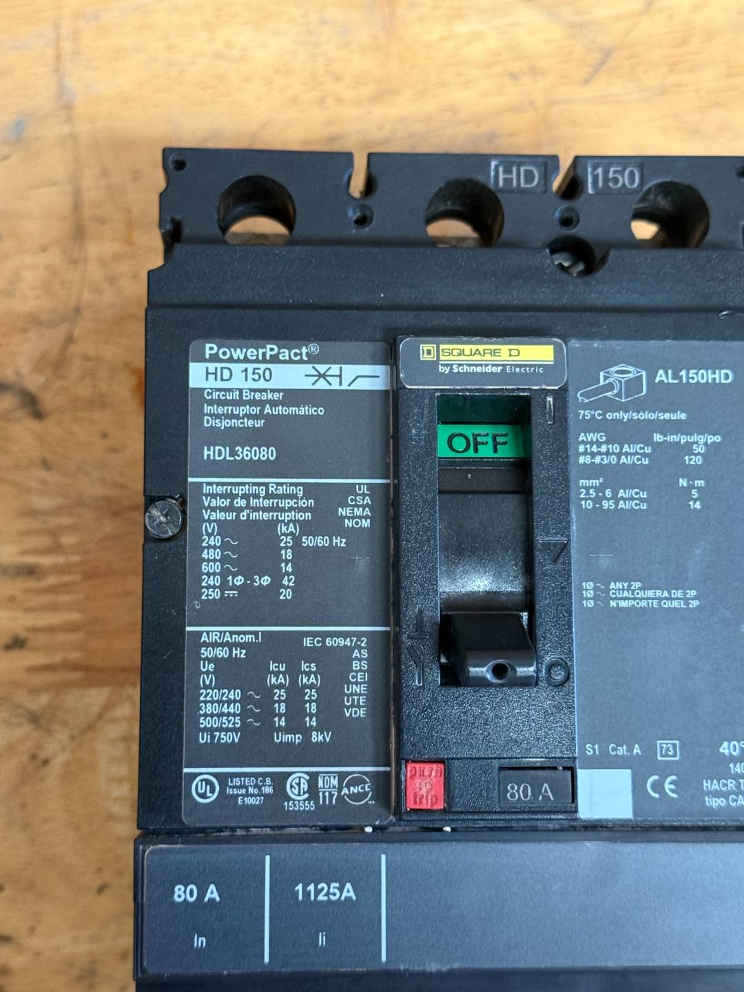 Square D PowerPact HDL150 molded-case circuit breaker