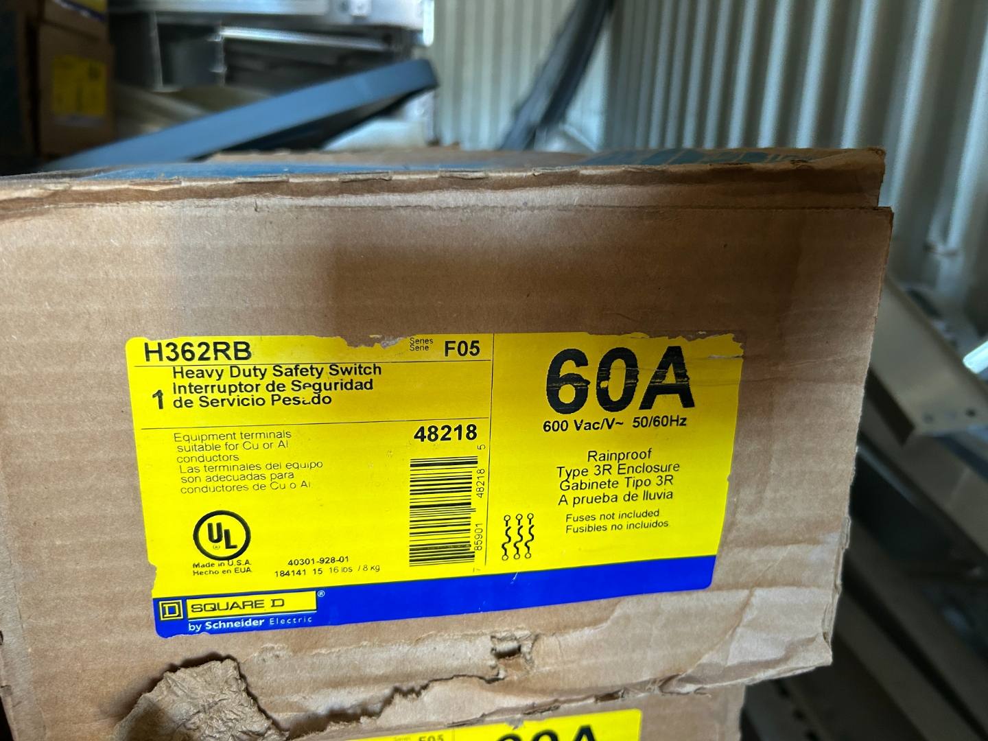 Square D 60-amp heavy-duty safety switch in its box