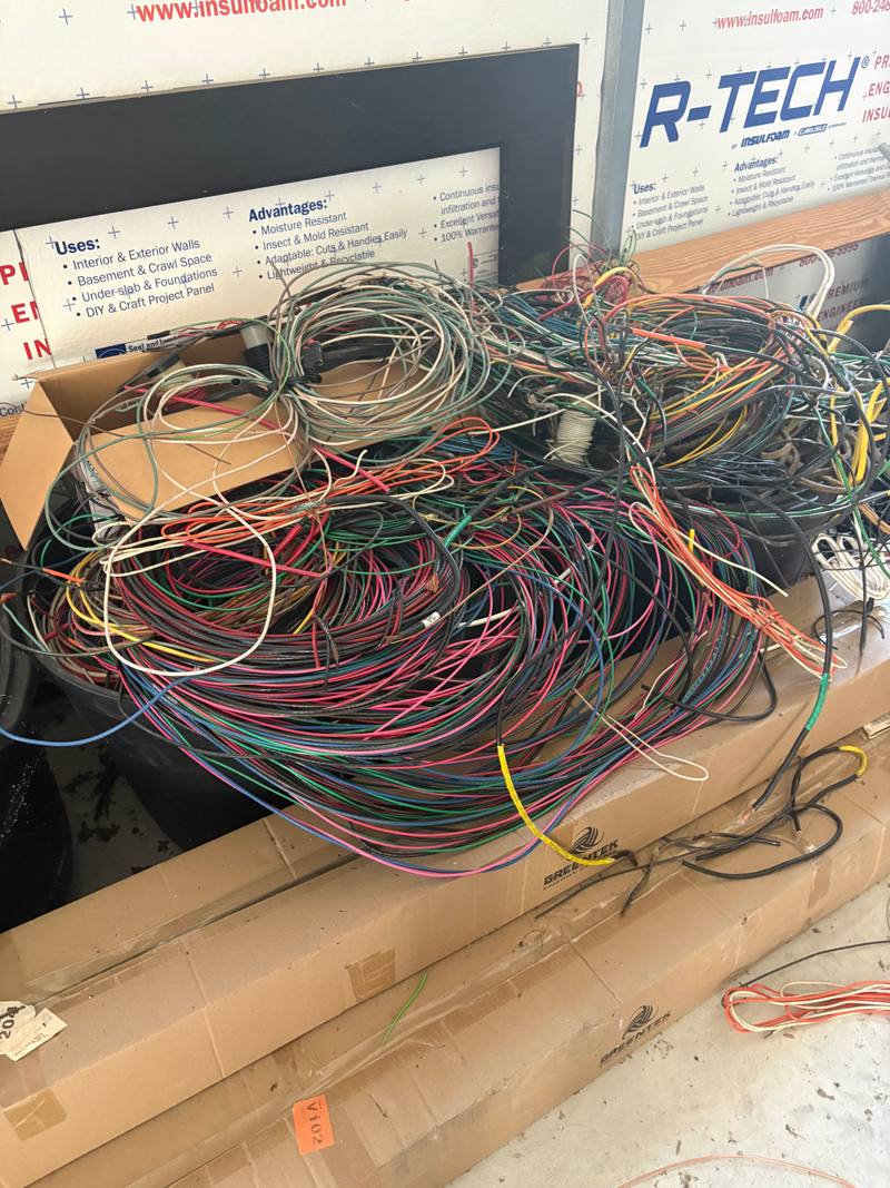 Tangled bundle of multicolored insulated building wire