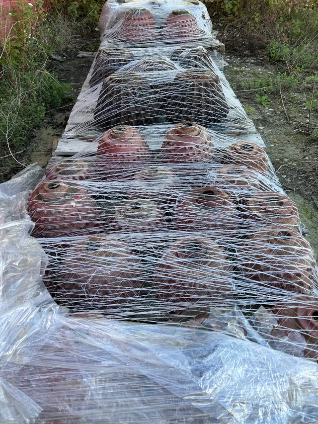 Wrapped cutter pallets ready for handling