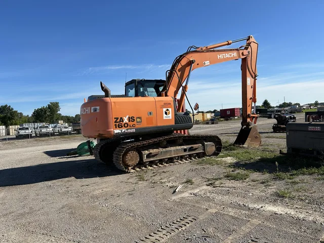 Hitachi tracked excavator in the equipment yard
