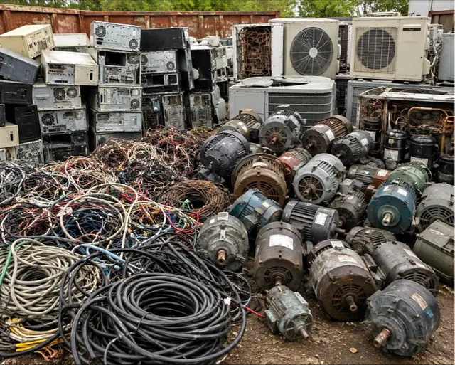 Mixed electric motors and cable from a material lot