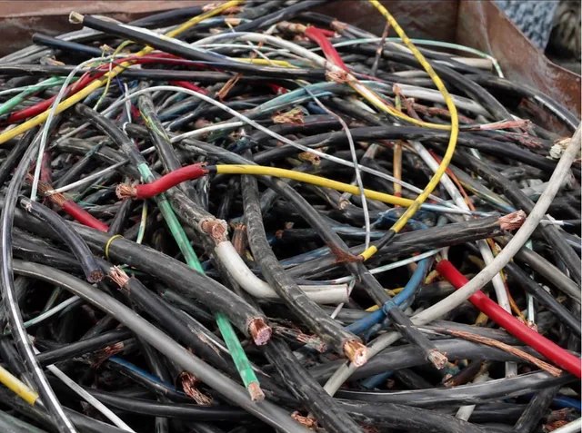 Close-up of mixed insulated cable